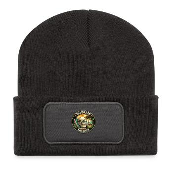 Strandskull No Brain No Pain - Recycelte Patch Beanie - Dunkelgrau - Vorne
