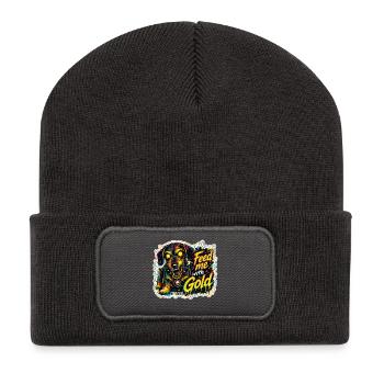 Feed me Gold - Recycelte Patch Beanie - Dunkelgrau - Vorne
