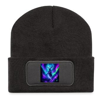 Northern Lights Moose Spirit in Aurora Sky - Recycled Patch Beanie - dark grey - Front