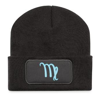 Jungfrau Sternzeichen Pastel Blau - Recycelte Patch Beanie - Dunkelgrau - Vorne