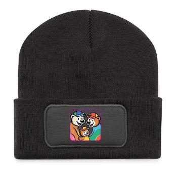 Bärenfamilie - Recycelte Patch Beanie - Dunkelgrau - Vorne