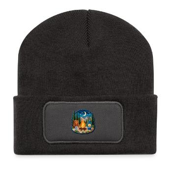 Nachtlager Waldfeuer Patch - Recycelte Patch Beanie - Dunkelgrau - Vorne