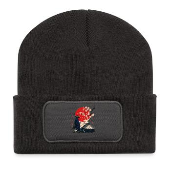 Samurai under cherry blossoms - Recycled Patch Beanie - dark grey - Front
