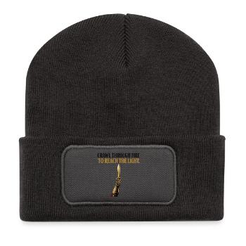 Crawl Through Fire Sword Stoic Warrior Mindset Gif - Recycled Patch Beanie - dark grey - Front