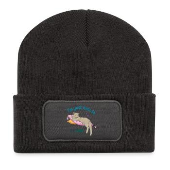 Entspannte Katze  - Recycelte Patch Beanie - Dunkelgrau - Vorne