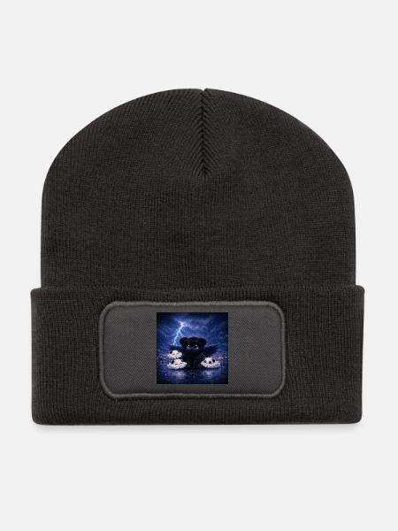 Dark Spirit Panda - Recycelte Patch Beanie - Dunkelgrau