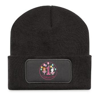 Erster Geburtstag Ballerina Hase - Recycelte Patch Beanie - Dunkelgrau - Vorne
