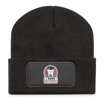 Lustiges Design für den Zahnabschluss mit Weisheitszahnzahn - Recycelte Patch Beanie - Dunkelgrau - Vorne