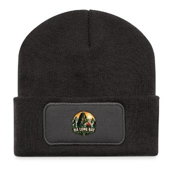 Ha Long Bay Vietnam Vintage Travel Badge - Recycled Patch Beanie - dark grey - Front