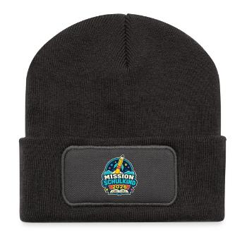 Mission Schulkind 2026 – Einschulung Abenteuer - Recycelte Patch Beanie - Dunkelgrau - Vorne