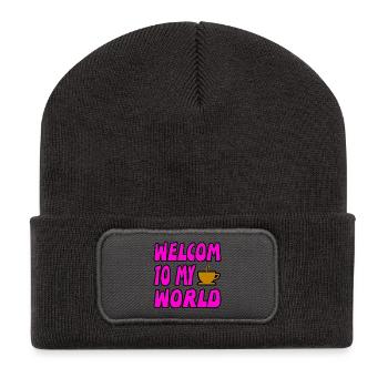 Kaffee - Recycelte Patch Beanie - Dunkelgrau - Vorne