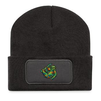 Geometrisches Faultier - Recycelte Patch Beanie - Dunkelgrau - Vorne