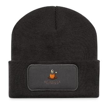 Erst Kaffee, dann Nachtdienst - Recycelte Patch Beanie - Dunkelgrau - Vorne
