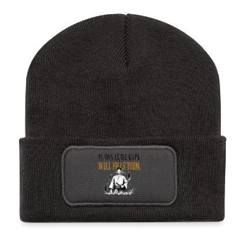 Stoic Samurai Will Fills Them Gym Motivation Shirt - Recycled Patch Beanie - dark grey - Front