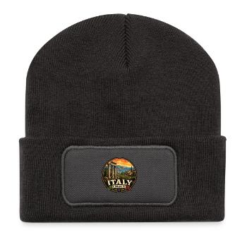 Italy Dolce Vita Vintage Travel Badge - Recycled Patch Beanie - dark grey - Front