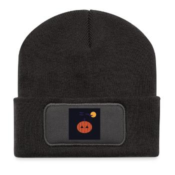 Minimalist Pumpkin Night Halloween - Recycled Patch Beanie - dark grey - Front
