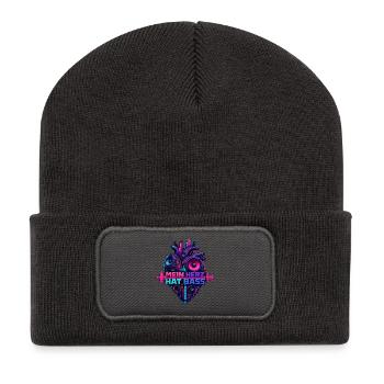 Mein Herz Hat Bass – Festival & Techno Heart Beat - Recycelte Patch Beanie - Dunkelgrau - Vorne