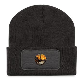 Paris City of Light Vintage Travel Badge - Recycled Patch Beanie - dark grey - Front