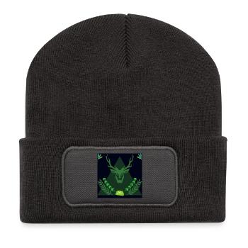 Forest spirit deer in triangle - Recycled Patch Beanie - dark grey - Front