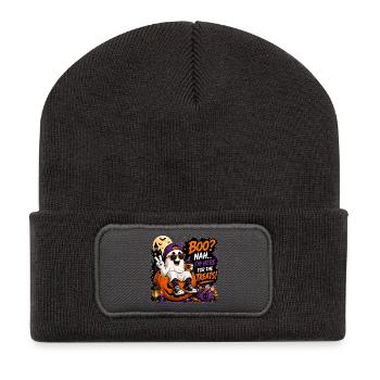 Halloween cute ghost - Recycled Patch Beanie - dark grey - Front