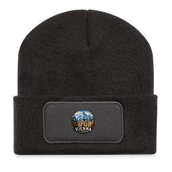 Retro Vienna Austria Vintage Travel Badge Sticker - Recycled Patch Beanie - dark grey - Front