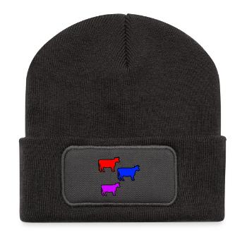 Vaches - Beanie recyclé à patch - charbon - Devant