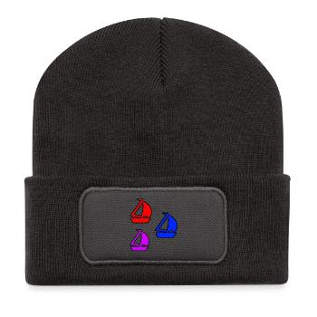 sailboats - Recycled Patch Beanie - dark grey - Front