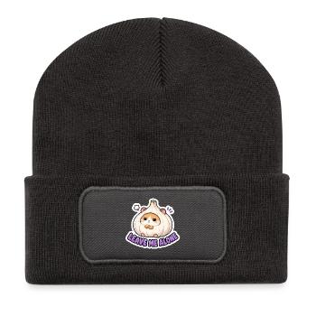 Leave Me Alone Cute Garlic Hamster Meme - Recycled Patch Beanie - dark grey - Front
