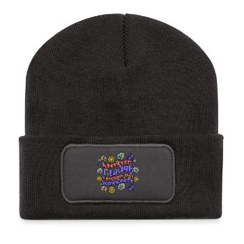 When I laugh, a problem dies - Recycled Patch Beanie - dark grey - Front