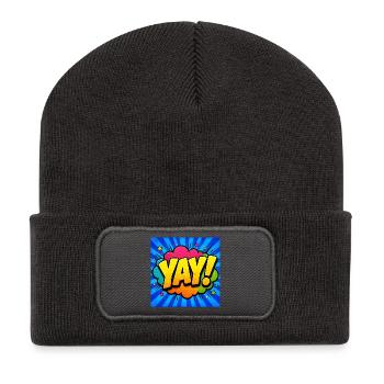 Energetic Comic Lettering – Pop Art Design - Recycled Patch Beanie - dark grey - Front