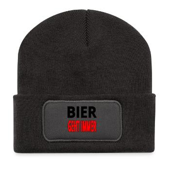 Bier - Recycelte Patch Beanie - Dunkelgrau - Vorne