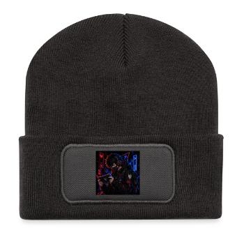 Joueur de rue néon dans le style anime - Beanie recyclé à patch - charbon - Devant
