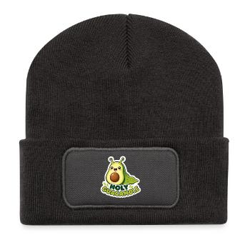 Cute Avocado Slug Holy Guacamole Pun - Recycled Patch Beanie - dark grey - Front