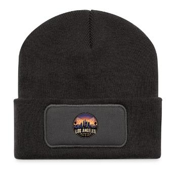 Los Angeles City of Angels Retro Hollywood Badge - Recycled Patch Beanie - dark grey - Front