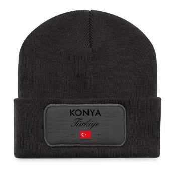 Konya Turquie coordonne un souvenir de voyage - Beanie recyclé à patch - charbon - Devant