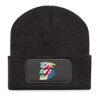 Retro Modernes Farb-Design - Recycelte Patch Beanie - Dunkelgrau - Vorne