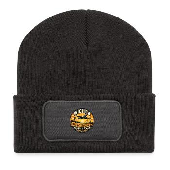 Wichita Air Capital Retro Aviation Badge - Recycled Patch Beanie - dark grey - Front