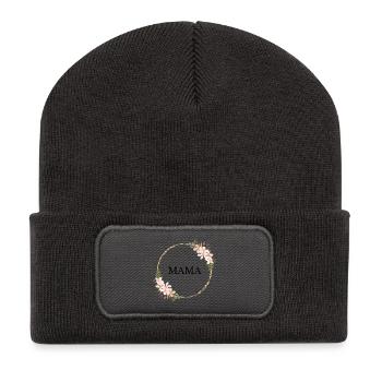 Gold Ring Floral Frame Pink - Recycled Patch Beanie - dark grey - Front