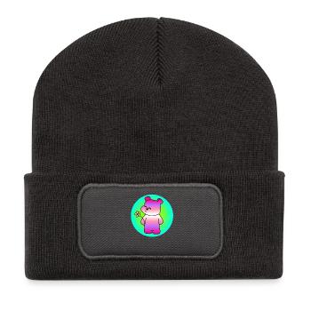 Ours sucré - Beanie recyclé à patch - charbon - Devant