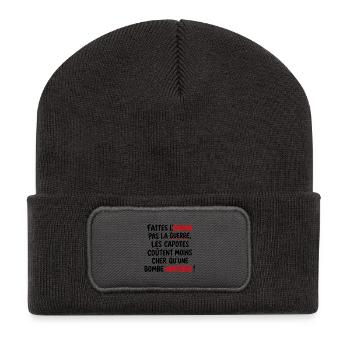 Faites l’amour, pas la guerre - Beanie recyclé à patch - charbon - Devant