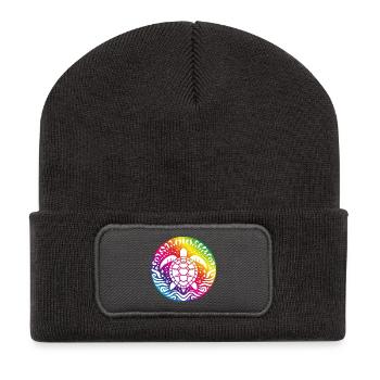 Rainbow Turtle Mandala Ocean Circle - Recycled Patch Beanie - dark grey - Front
