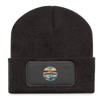 Retro Guangzhou Canton Tower Badge - Recycled Patch Beanie - dark grey - Front