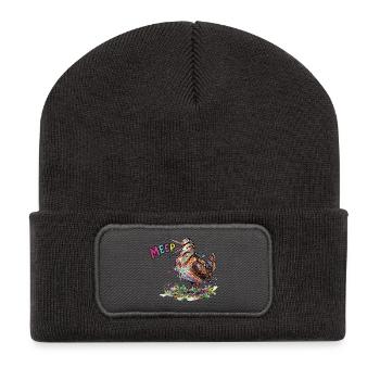 Colorful Woodcock Meep Bird Comic Design - Recycled Patch Beanie - dark grey - Front