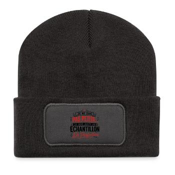Femme humour, perfection, cadeau fête des mères - Beanie recyclé à patch - charbon - Devant