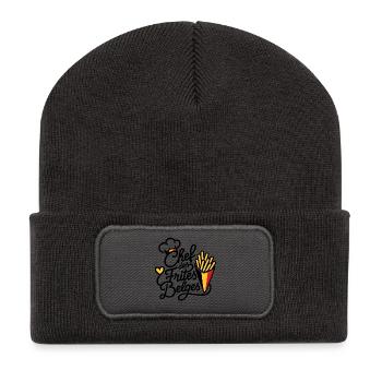 Chef des Frites Belges — Fierté Belge - Beanie recyclé à patch - charbon - Devant