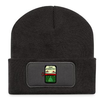 Frohe Weihnachten Fische - Recycelte Patch Beanie - Dunkelgrau - Vorne