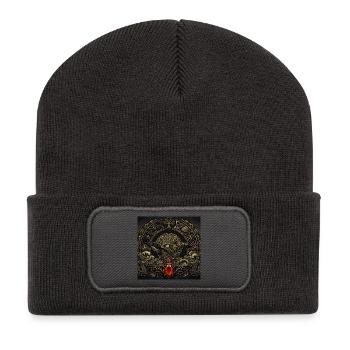 Baleine mécanique avec gemme rouge - Beanie recyclé à patch - charbon - Devant
