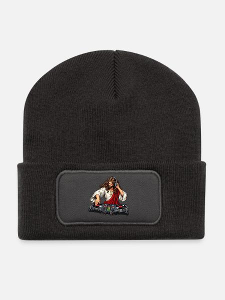 DJ Jesus – Himmlische Beats - Recycelte Patch Beanie - Dunkelgrau