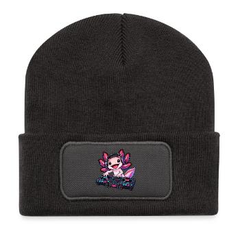 DJ Axolotl – Coole Beats aus dem Wasser - Recycelte Patch Beanie - Dunkelgrau - Vorne
