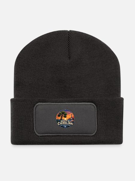 South Carolina Palmetto State Retro Beach Abzeichen - Recycelte Patch Beanie - Dunkelgrau